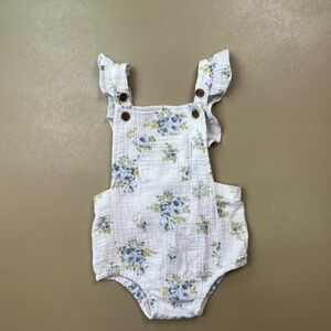 Shabby Chic Floral Muslin Romper 18–24M Cottagecore Baby Bubble
